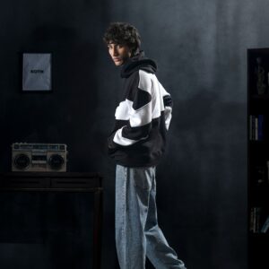 KOTN Apex Technical Colorblock Paneled Oversized Hoodie – Onyx Black