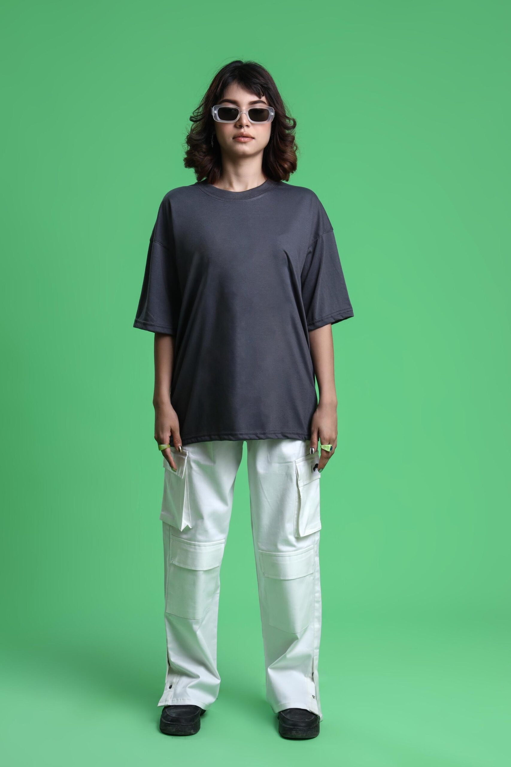 STEEL GRAY OVERSIZED BASIC T-SHIRT