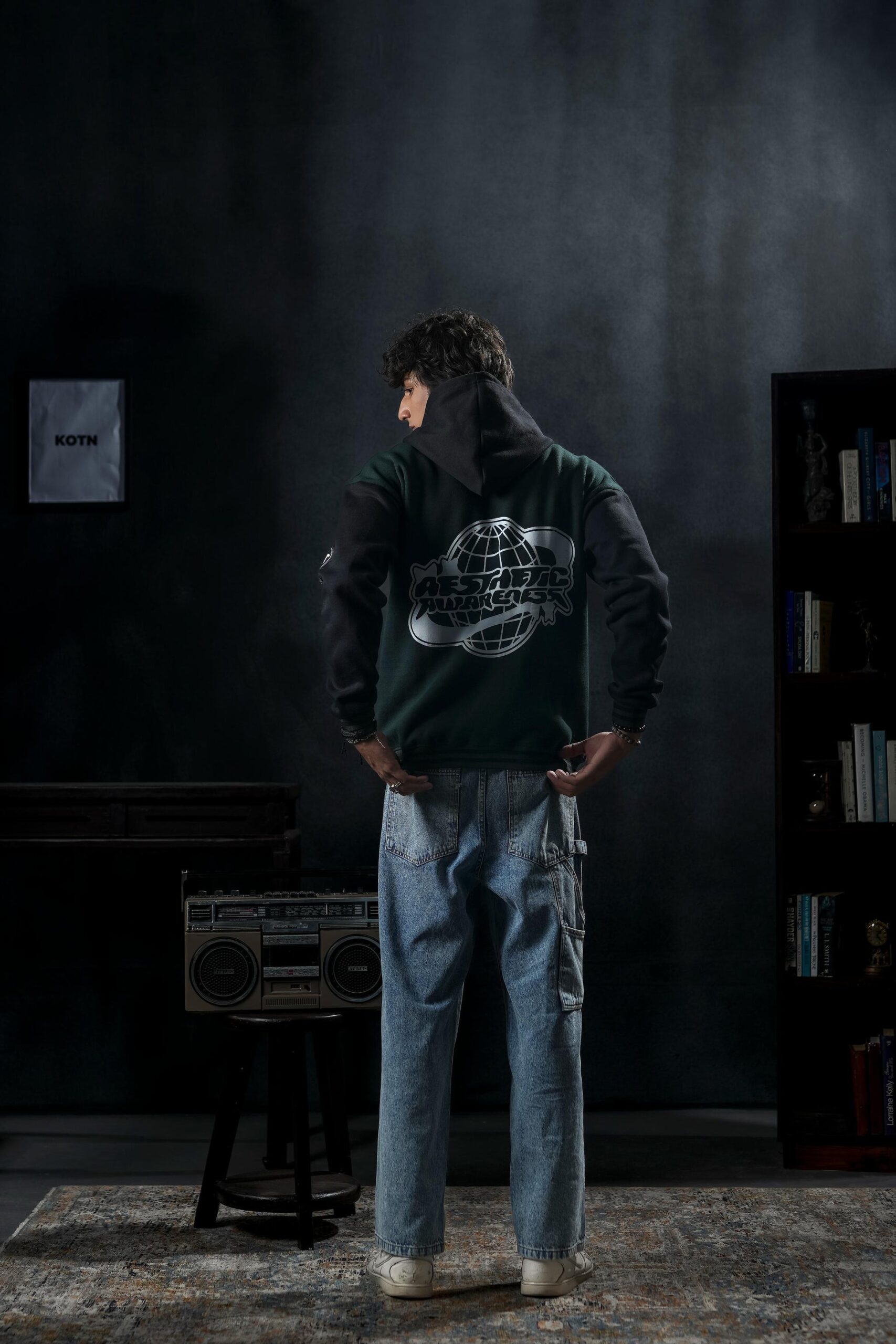 WAVE OVERSIZED HOODED VARSITY JACKET