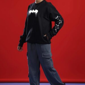 KOTN Dark Knight Gotham City Graphic Heavyweight Crewneck Sweatshirt – Onyx Black