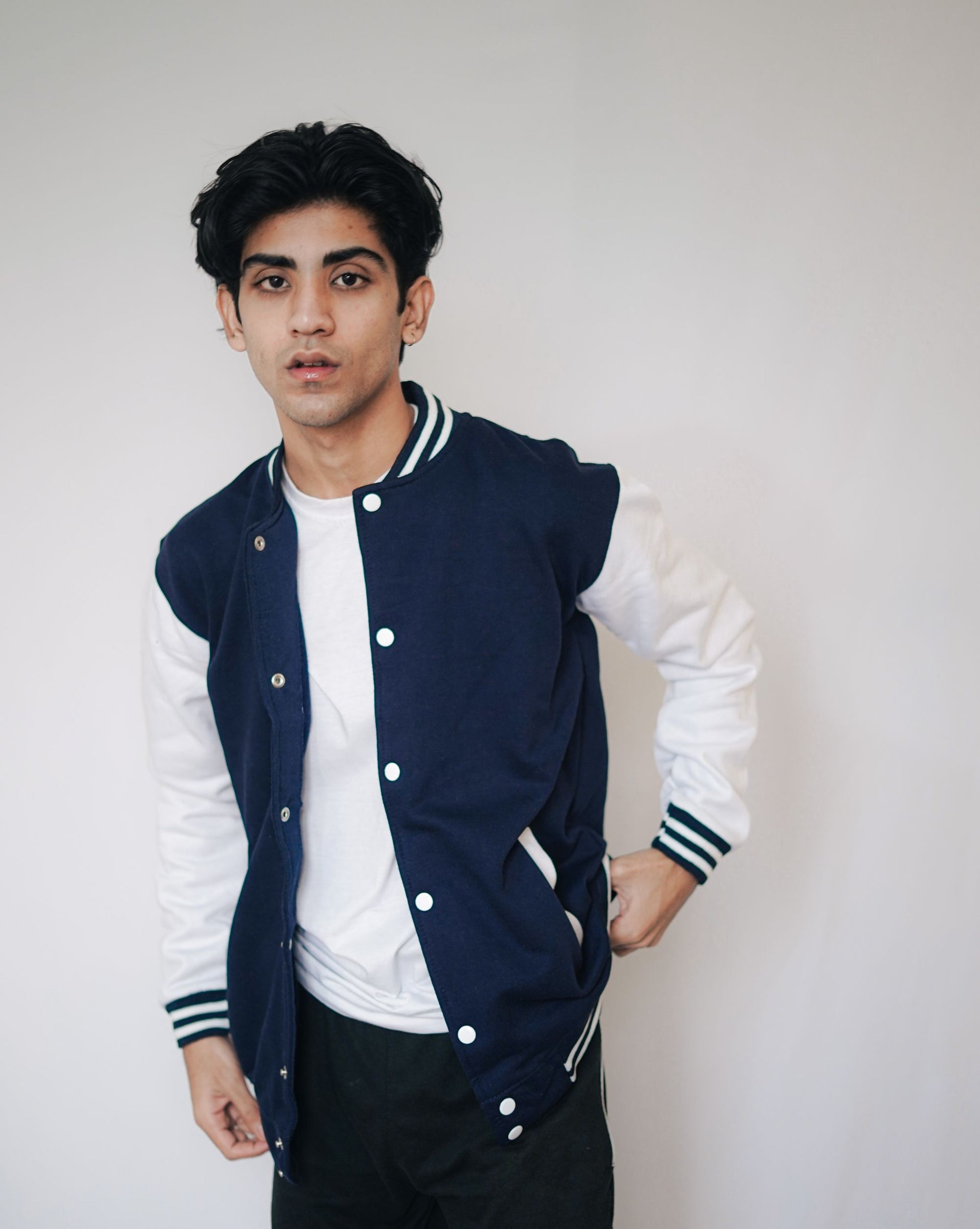 Classic Navy Blue Letterman Varsity Jacket