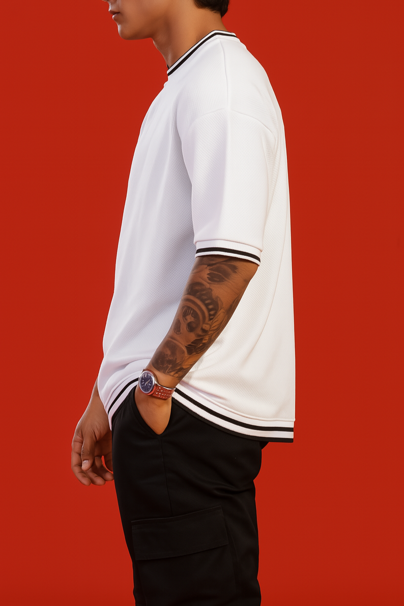 VARSITY EDGE WHITE OVERSIZED T-SHIRT