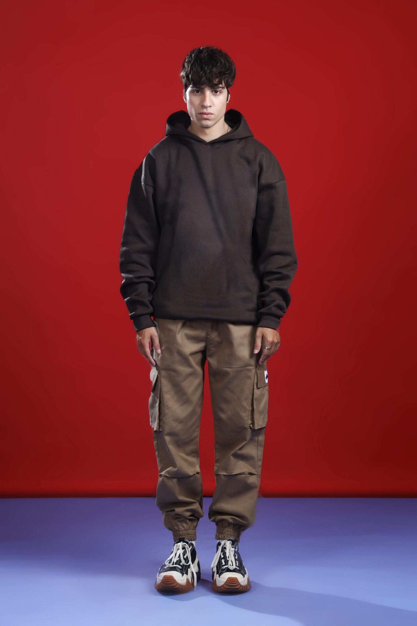BROWN OVERSIZED BASIC HOODIE