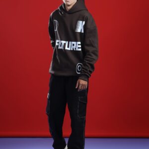 KOTN Future D4L Technical Graphic Oversized Hoodie – Onyx Black