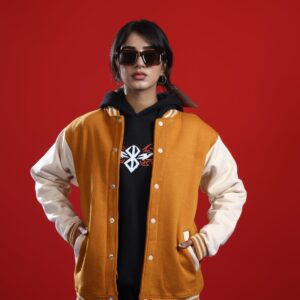 KOTN Classic Wool & Leather Varsity Letterman Jacket – Mustard Gold