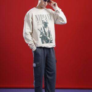 KOTN Nirvana Kurt Cobain Vintage Portrait Heavyweight Crewneck Sweatshirt – Desert Sand