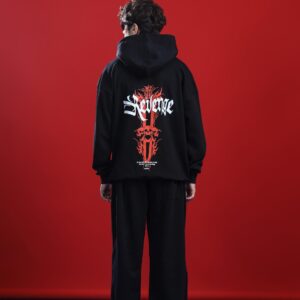 KOTN Revenge Gothic Cross Oversized Hoodie – Onyx Black