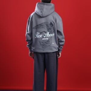 KOTN Rise Above Script Graphic Oversized Hoodie – Heather Grey