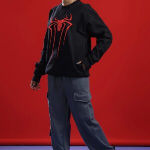 KOTN Web-Slinger Spider Graphic Heavyweight Crewneck Sweatshirt – Onyx Black
