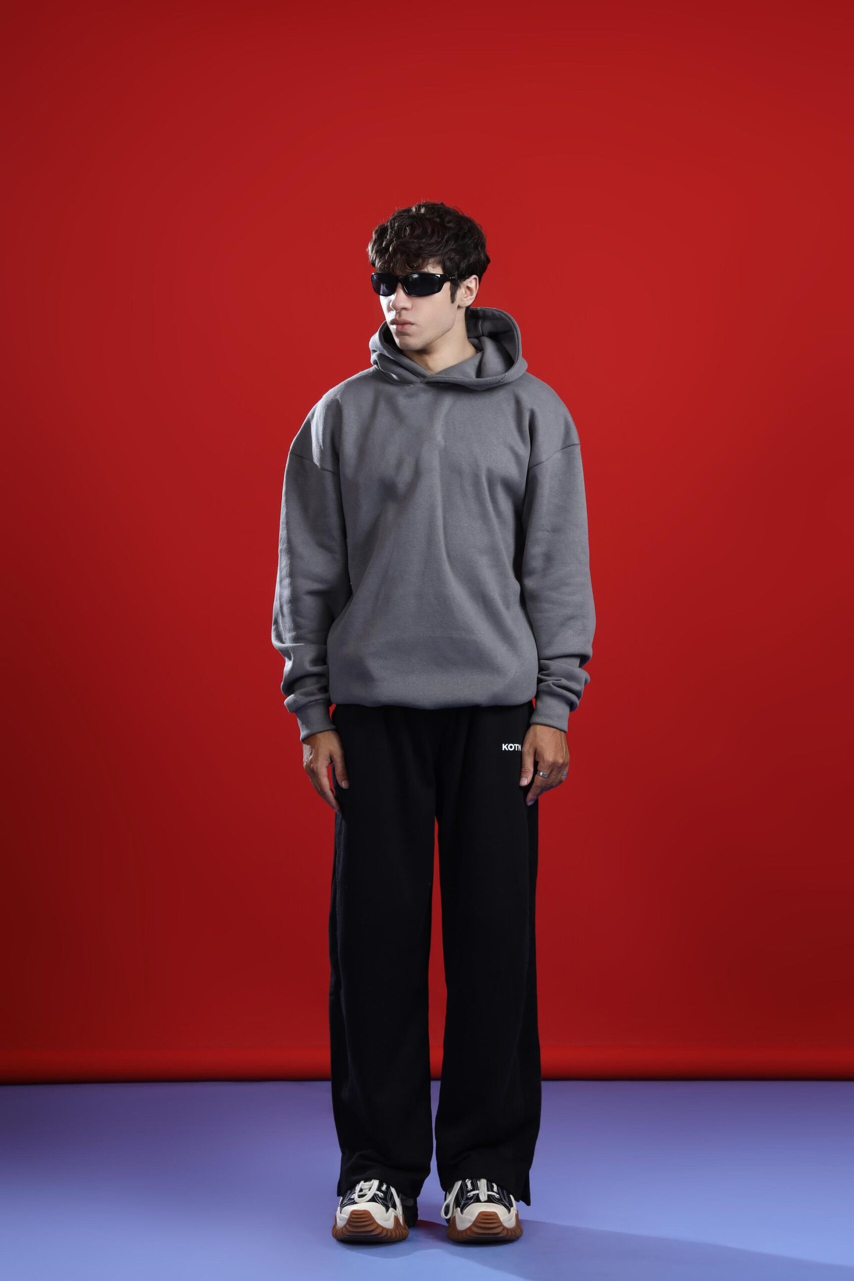 STEEL GRAY OVERSIZED BASIC HOODIE