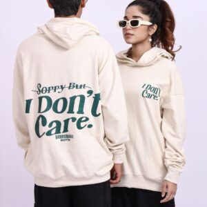 KOTN Sorry Bro I Don’t Care Slogan Oversized Hoodie – Desert Sand