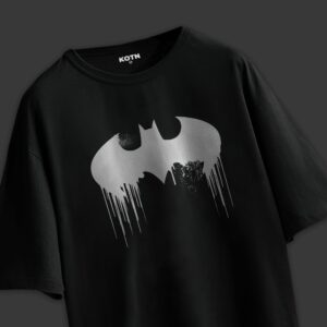 KOTN Batman Gotham Skyline Melting Logo Oversized Graphic Tee – Onyx Black