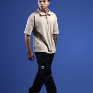 KOTN Heavyweight Minimalist Oversized Polo Shirt – Off-White Beige