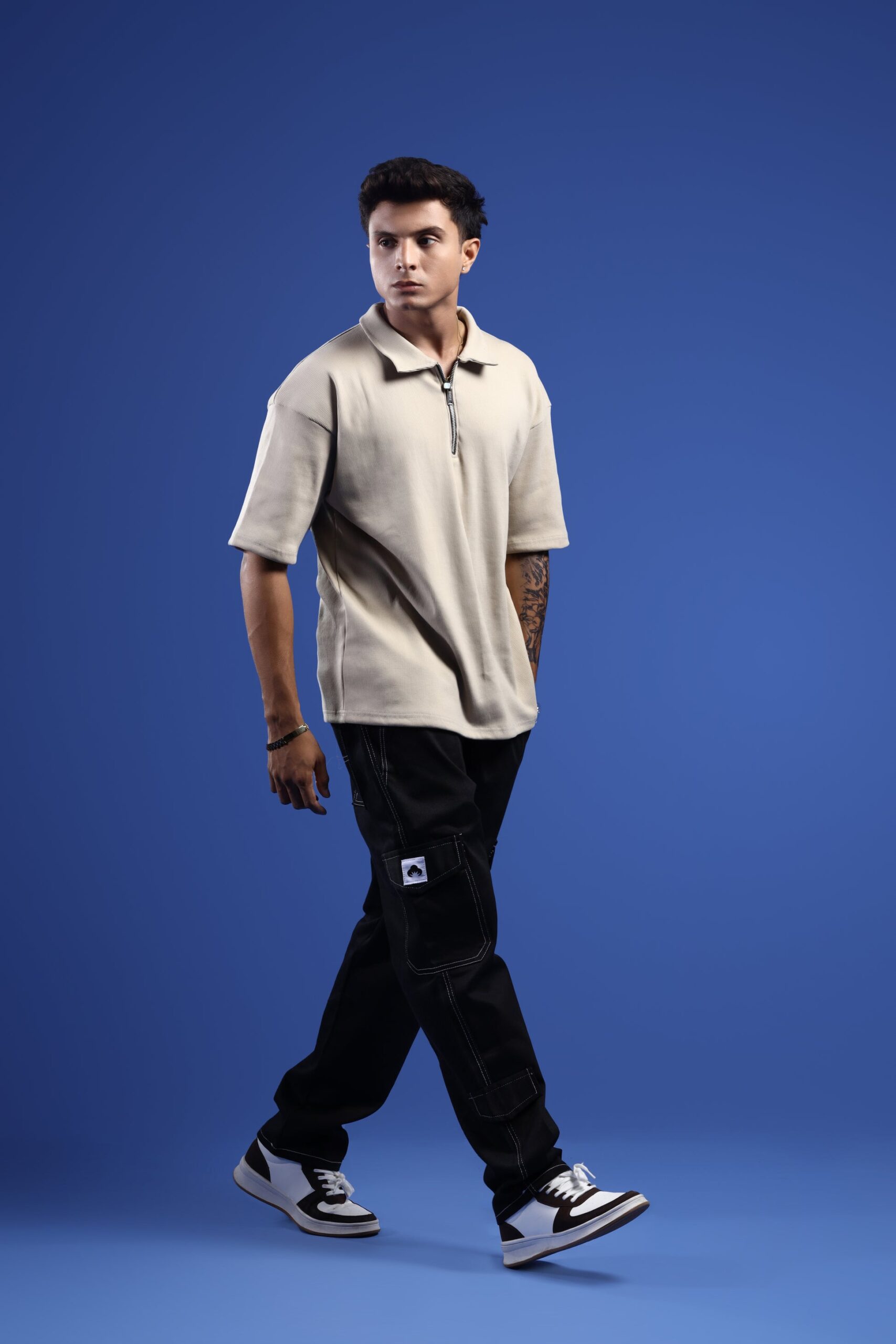 SANDSTONE BEIGE OVERSIZED POLO T-SHIRT