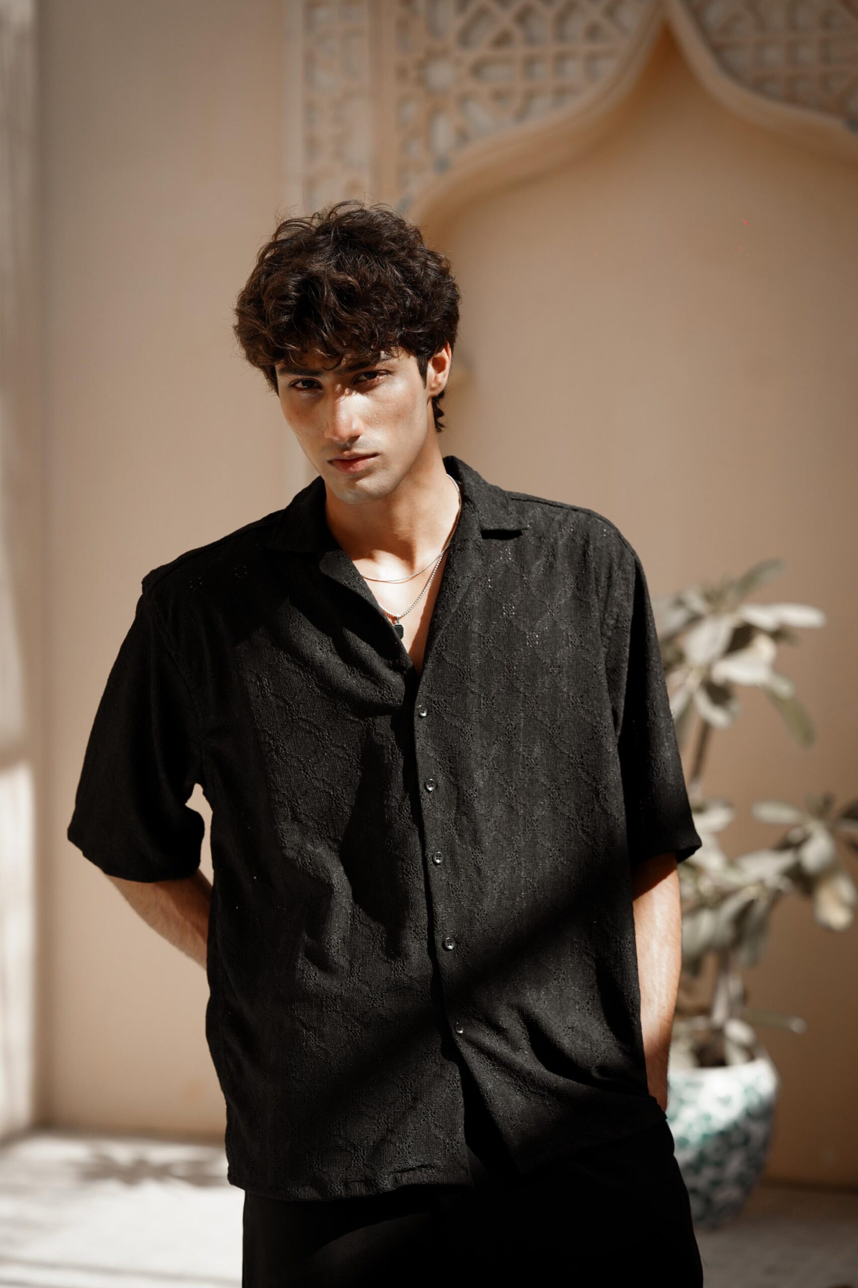 AURE BLACK OVERSIZED SHIRT Hover