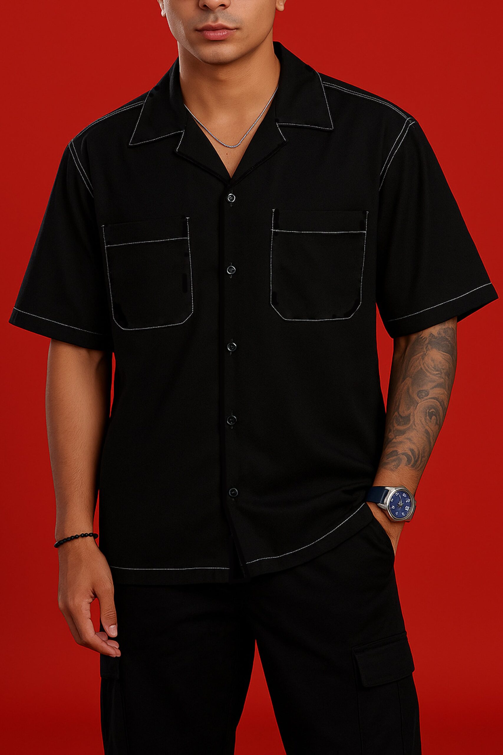 SHADOWLINE BLACK CONTRST SHIRT Hover
