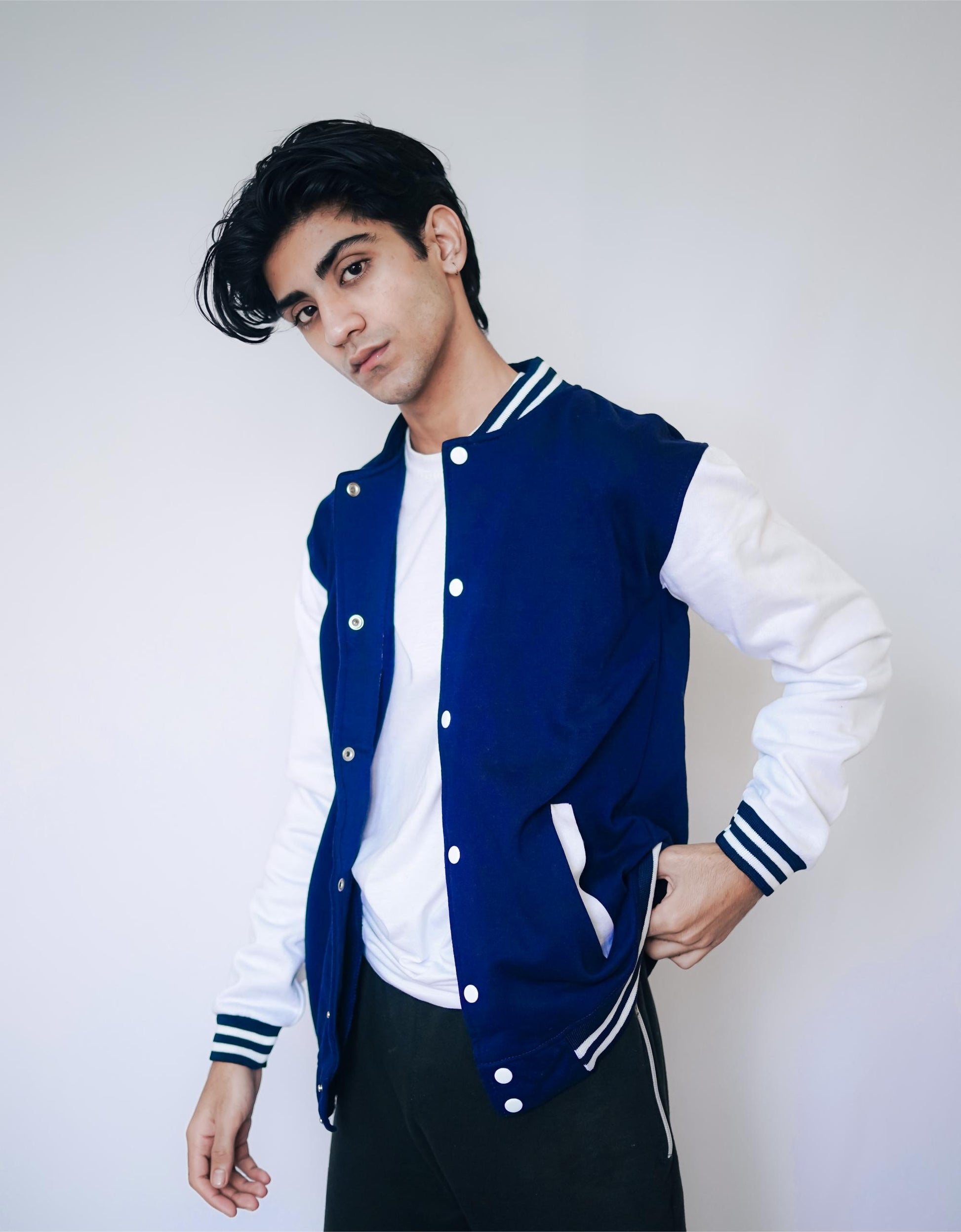 KOTN Classic Royal Blue Letterman Varsity Jacket Hover