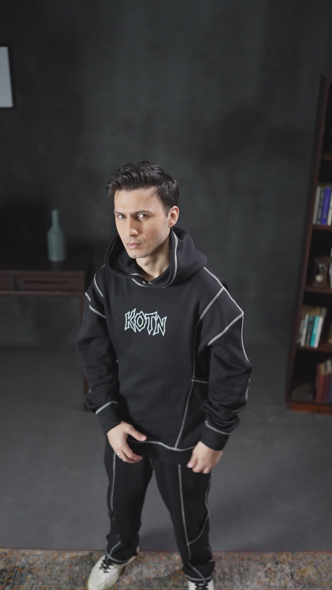 Custom Contrast Stitch Over-Seam Oversized Hoodie Hover