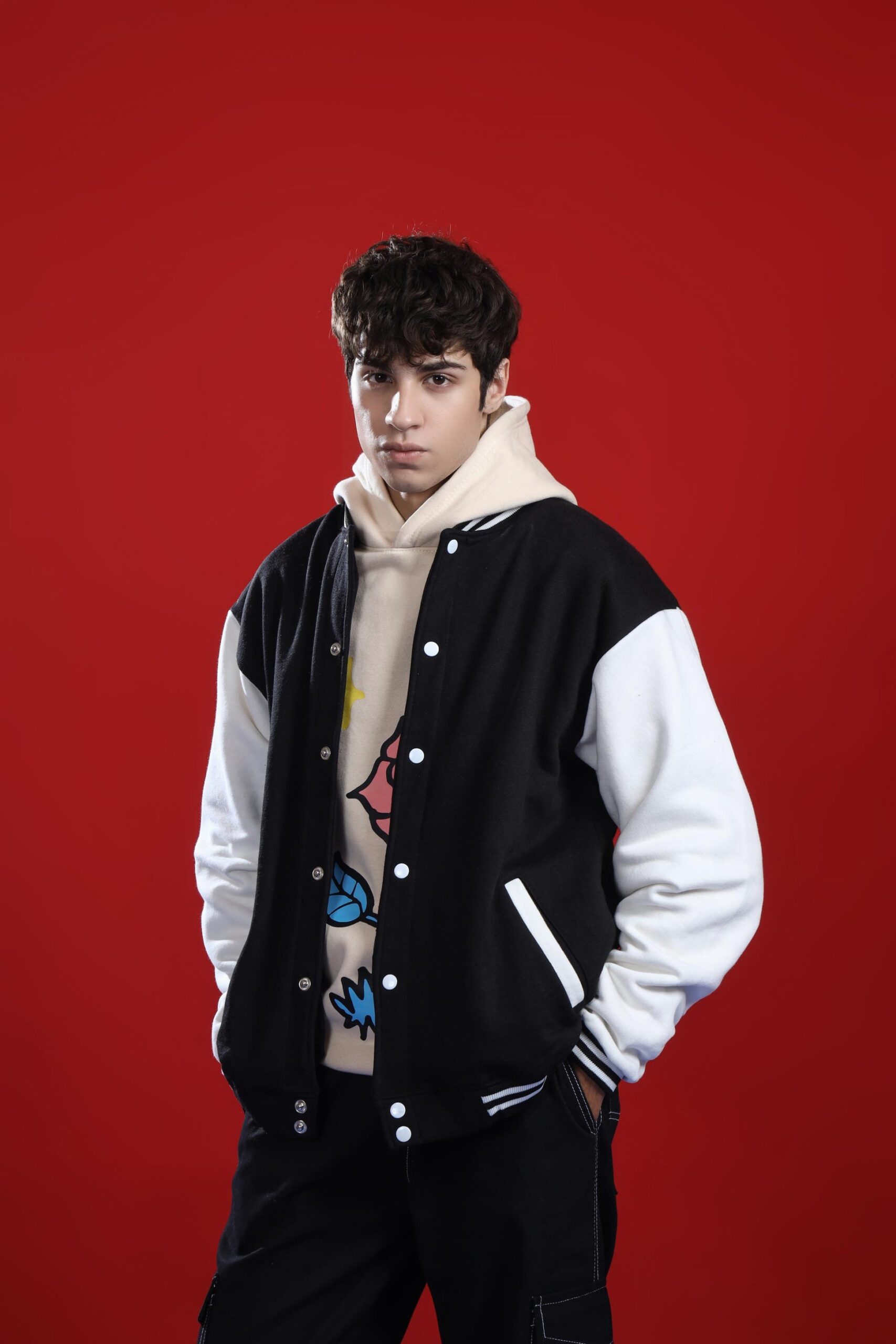 BLACK VARSITY JACKET Hover