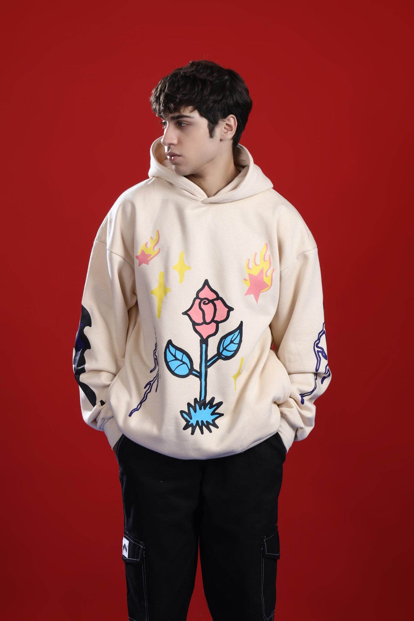 FLOWER OVERSIZED HOODIE Hover