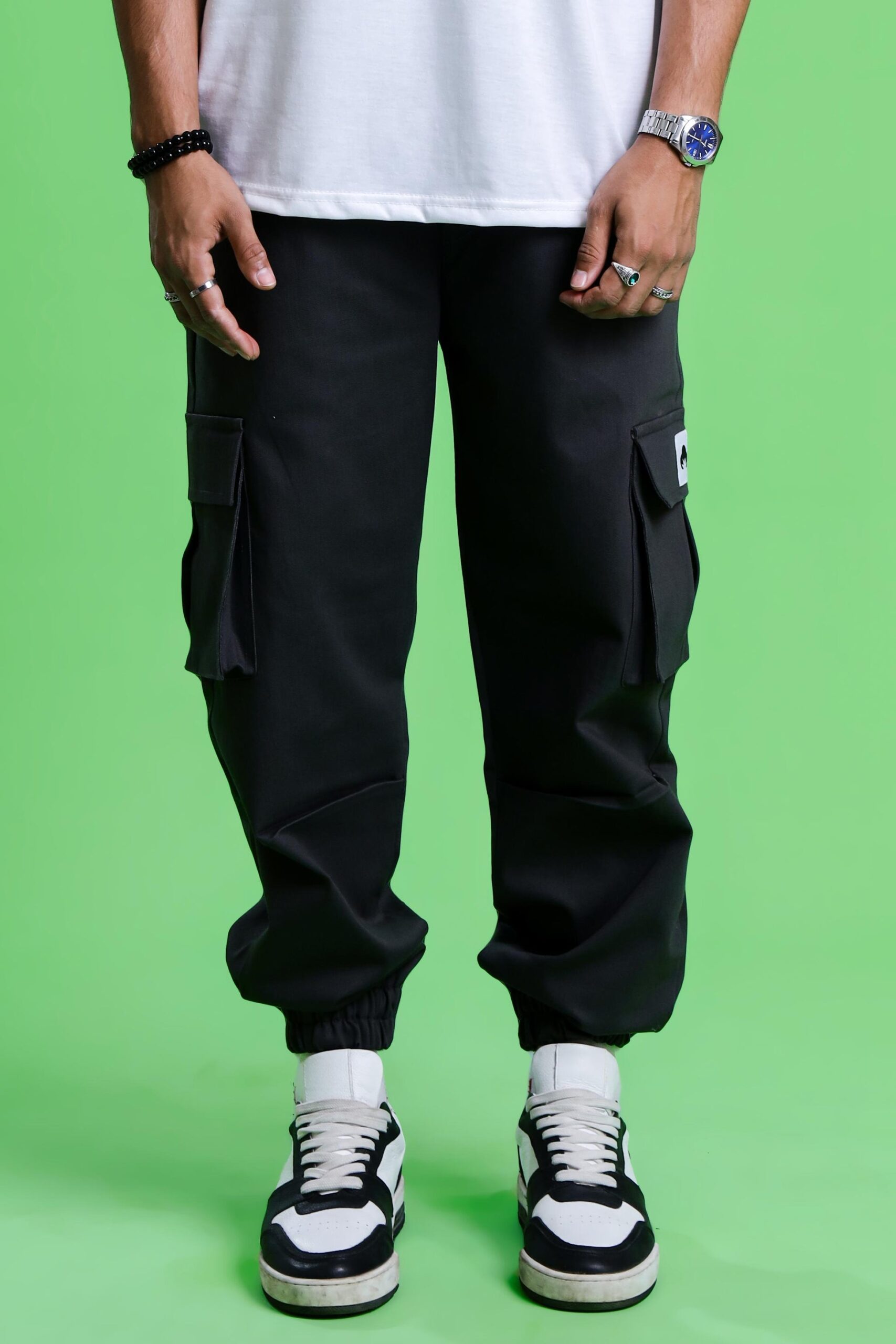 BLACK CARGO PANT (ELASTIC) Hover
