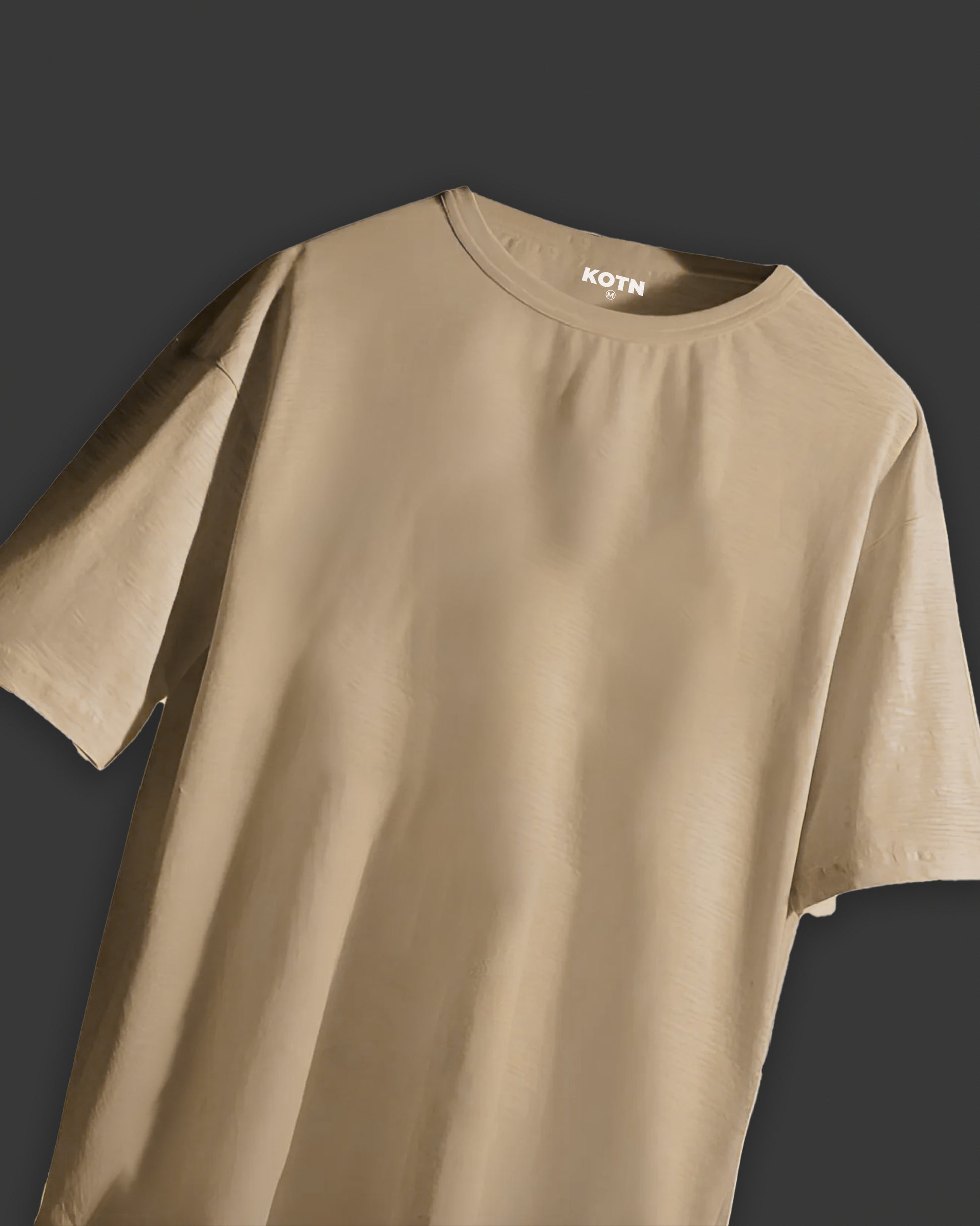 BEIGE OVERSIZED BASIC T-SHIRT Hover
